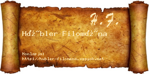Hübler Filoména névjegykártya